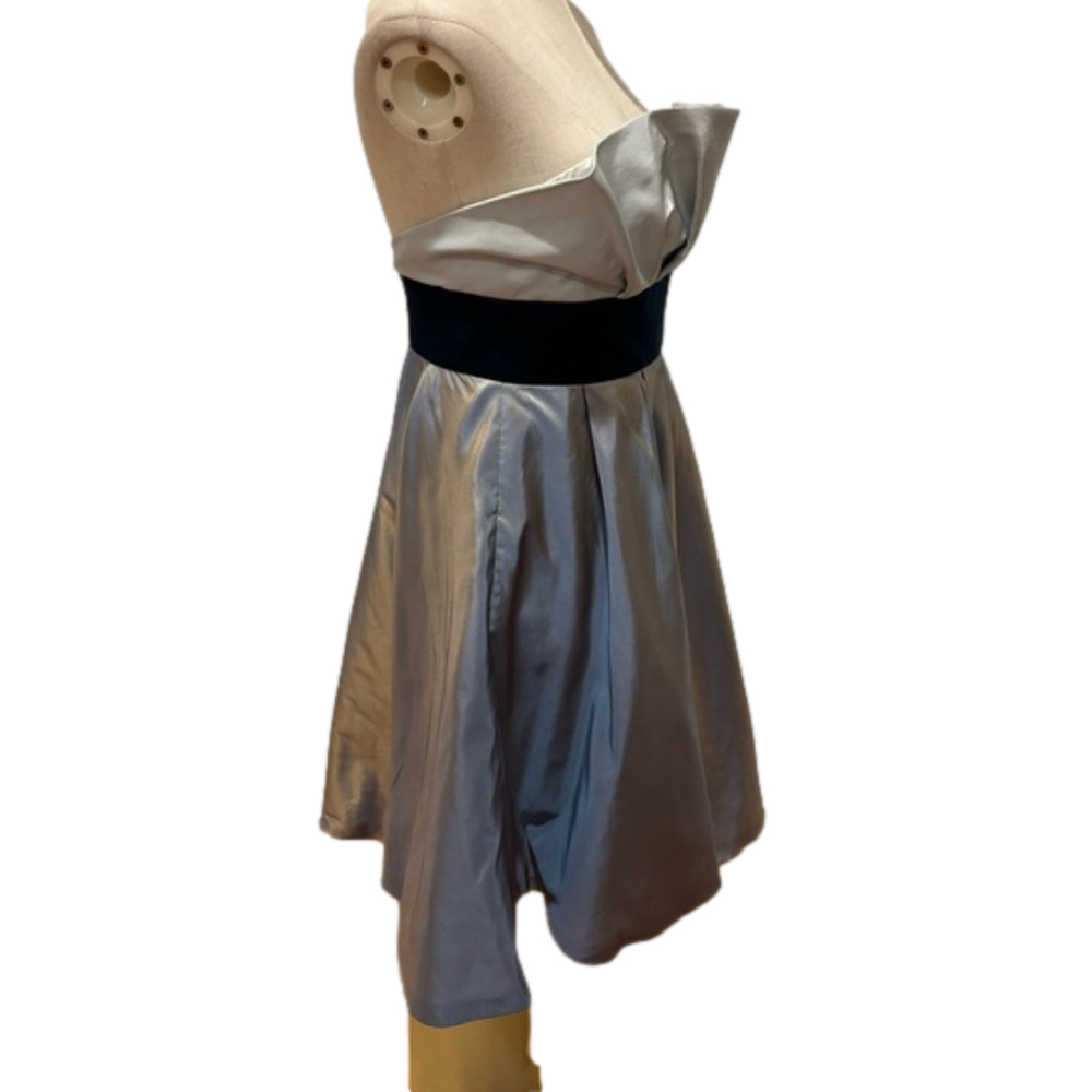 90s SILK VIVIENNE TAM STRAPLESS PLEATED BODICE TAFFETA DRESS FIT & FLARE SZ 6 - Picture 6 of 15